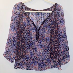 Sheer Floral Multi-color American Eagle Blouse